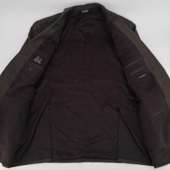 Jos A Bank Mens 46L Plaid Wool Traveler's 2 Piece Suit Windowpane Pants 41x31 - Picture 8 of 16